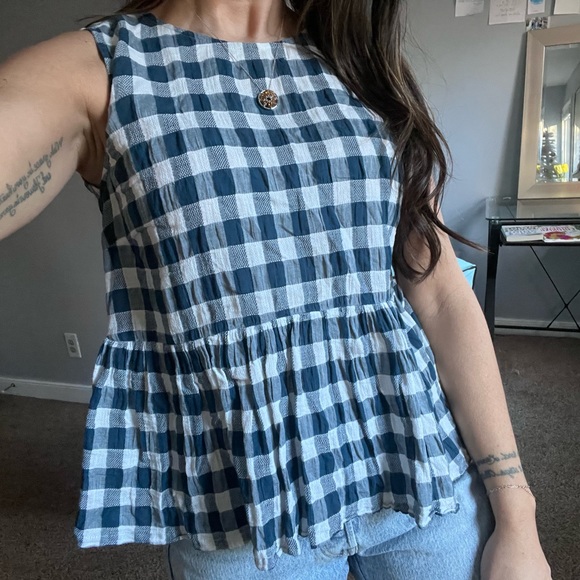 NWT Current/Elliot Gingham Peplum Tank - Picture 1 of 6